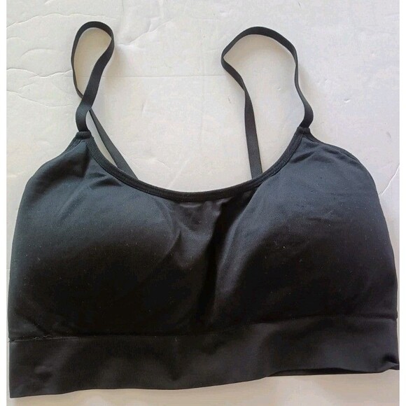 Gilligan OMalley Bralette Bra Sz Medium Black Wireless Lined  Pullover Seamless - Picture 2 of 4
